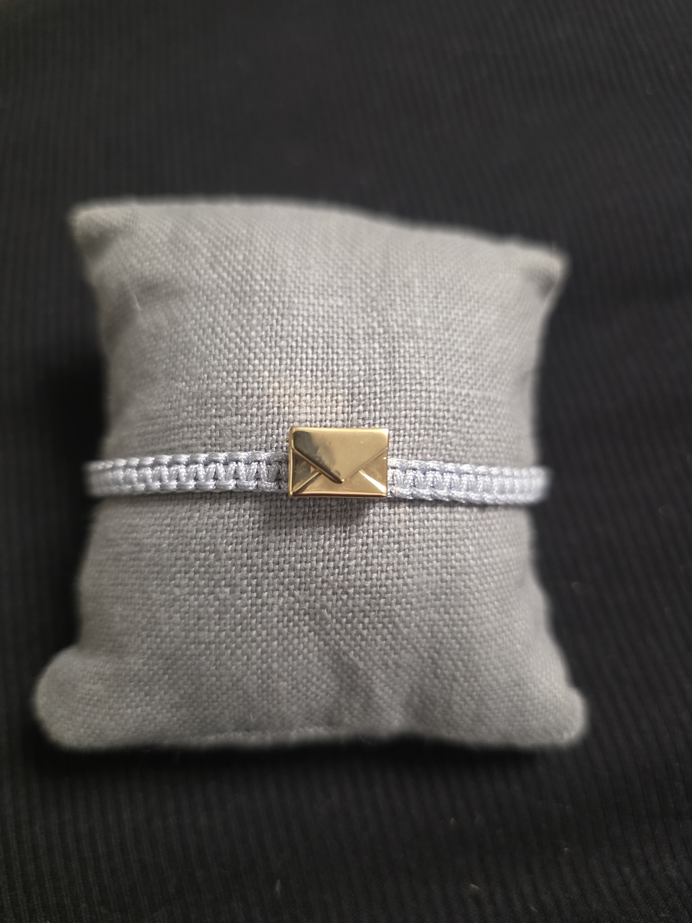 Gold Envelope Accent White Cord Bracelet - Women Jewelry